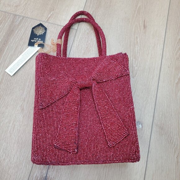 New Release Rare From India to You Red Bow Beaded Bag Viral TikTok Party Holiday - Picture 1 of 16